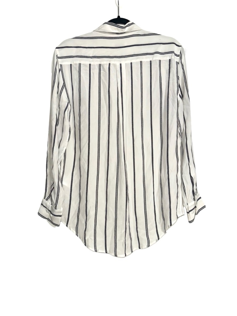 Equipment Femme Silk White Black Striped Button-Down Long Sleeve Shirt SMALL - Picture 2 of 6